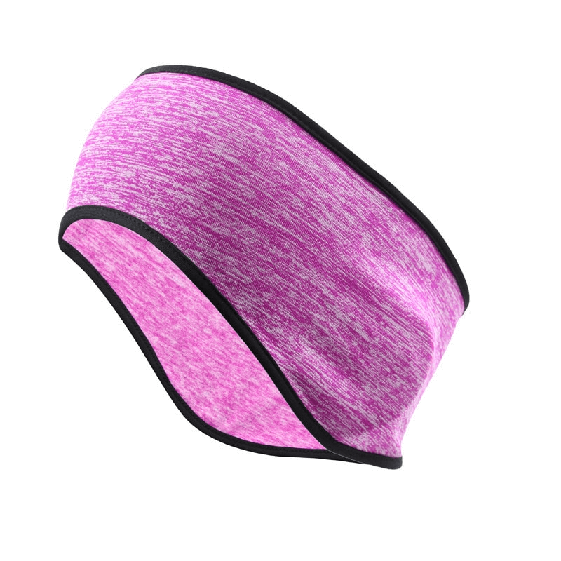 Pink warm elastic windproof sports headband, unisex headwear perfect for cycling. One size fits all with polyester material.